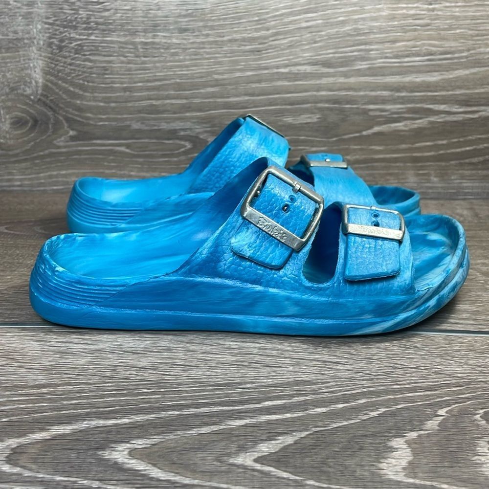 Birkenstock Birki’s Sky Blue Marbled Waves Eva Women’s Sz 4/EU 35 Sandal Slides